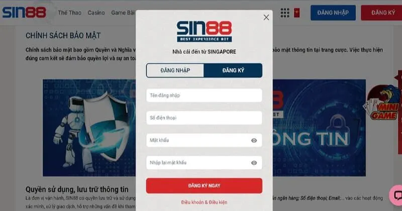 Đăng nhập Sin88 để trải nghiệm nhiều game chơi