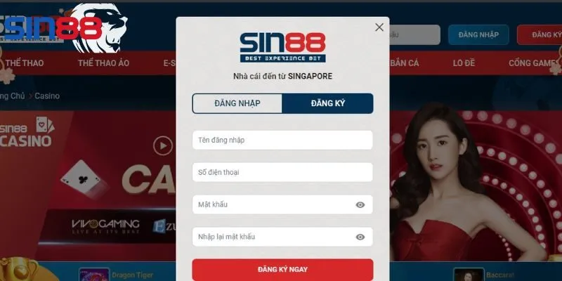 Đăng ký thành viên chính thức tại Sin88